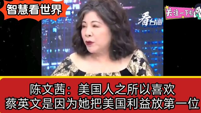 陈文茜:美国人之所以喜欢蔡英文是因为她把美国利益放第一位