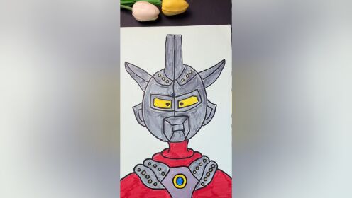 用孩子的小手画个酷酷的奥特曼吧