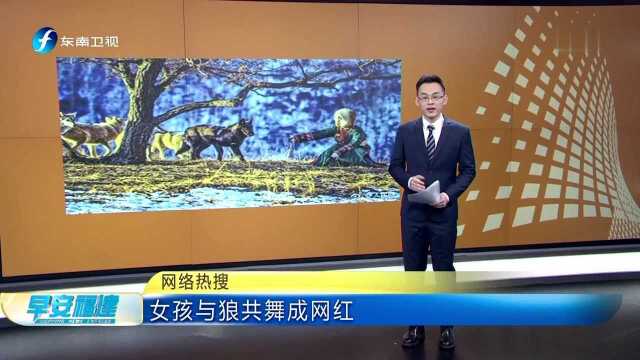 网络热搜 女孩与狼共舞成网红