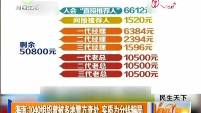 海南:1040组织曾被多地警方查处 实质为分钱骗局