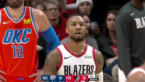 《NBA全场回放》【原声回放】 雷霆vs开拓者第3节 保罗高抛制导纳德腾空砸扣