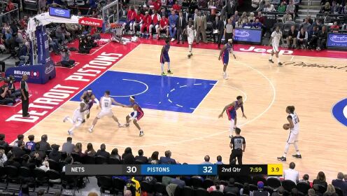 《NBA全场回放》【原声回放】篮网vs活塞第2节 哈里斯临危受命三分准压哨