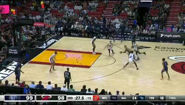 NBA季前赛：灰熊vs热火第3节英文原声回放