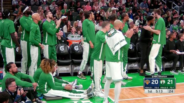 NBA季前赛：尼克斯vs凯尔特人第1节英文原声回放