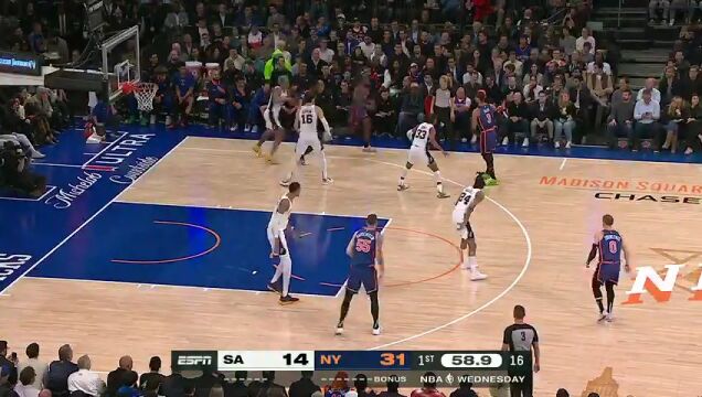 马刺vs尼克斯第1节中文解说回放