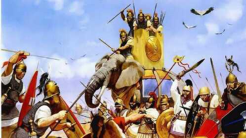 迦太基象兵冲击罗马军团却被击溃汉尼拔大军因此大败