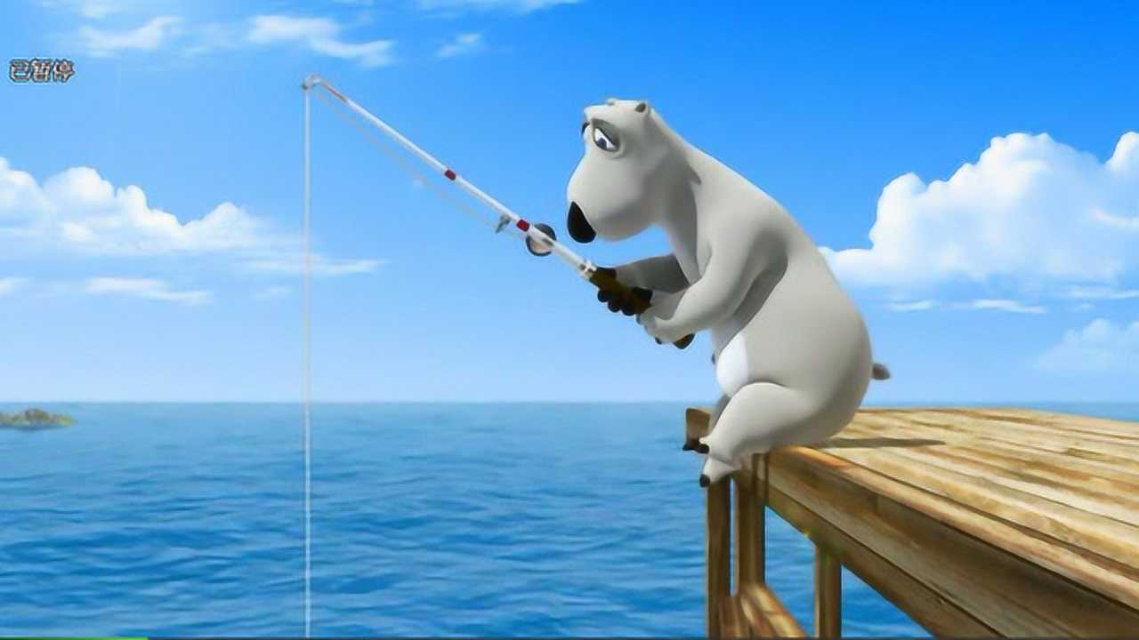 倒霉熊倒霉熊在海边钓鱼海鸥拉臭臭掉到倒霉熊头上了哈哈