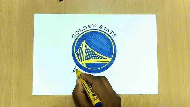 如何手工绘制nba金州勇士队logo,画得真的太像了!_腾讯视频