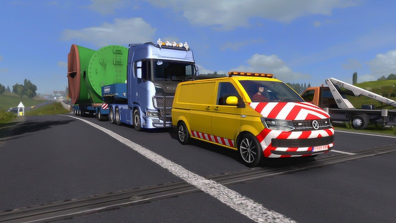 卡车特种运输70吨超大件,前后两辆引导车保驾护航!