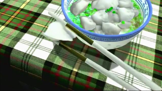 熊出没光头强吃饺子被熊偷袭桌子底下还有头熊在偷吃