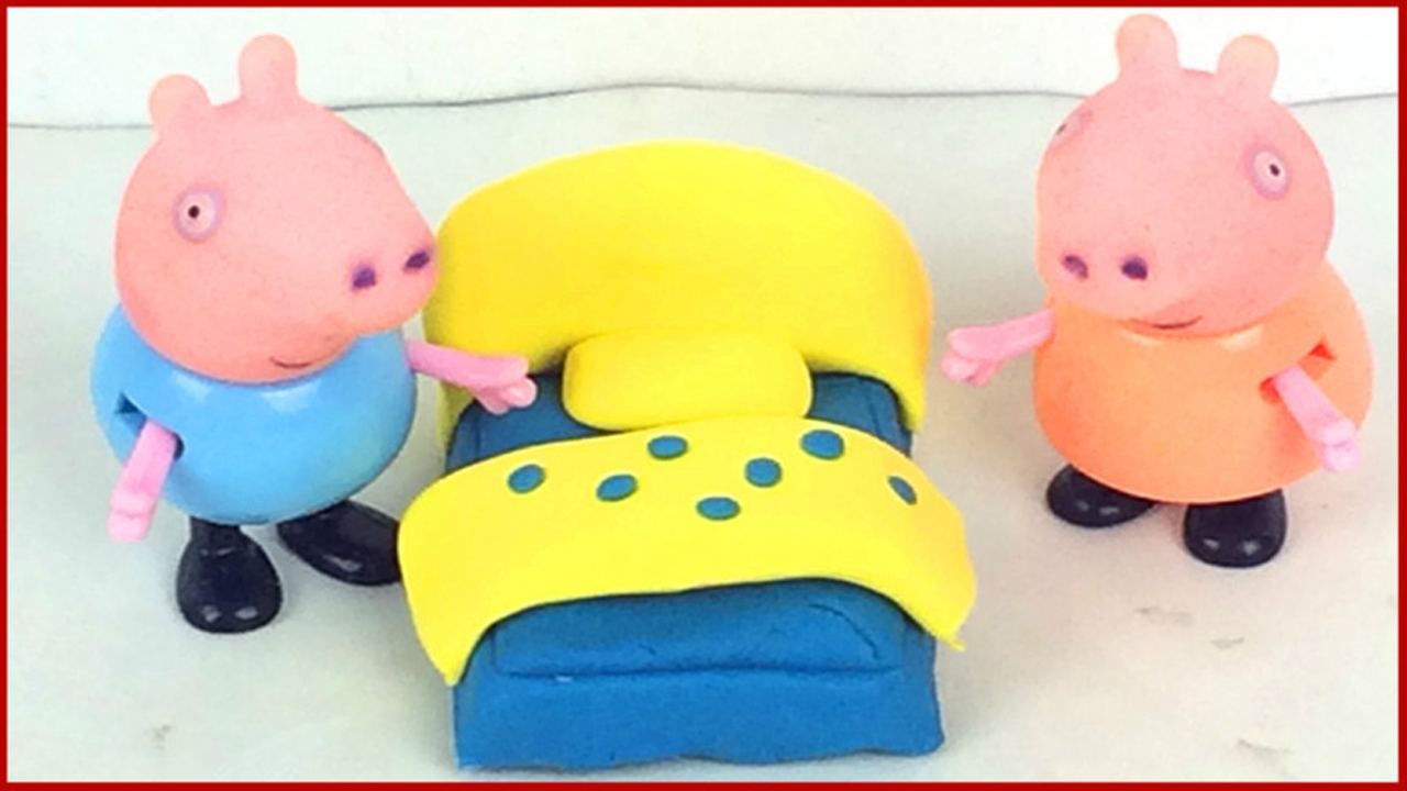 小猪佩奇和弟弟乔治橡皮泥捏可爱的懒人床