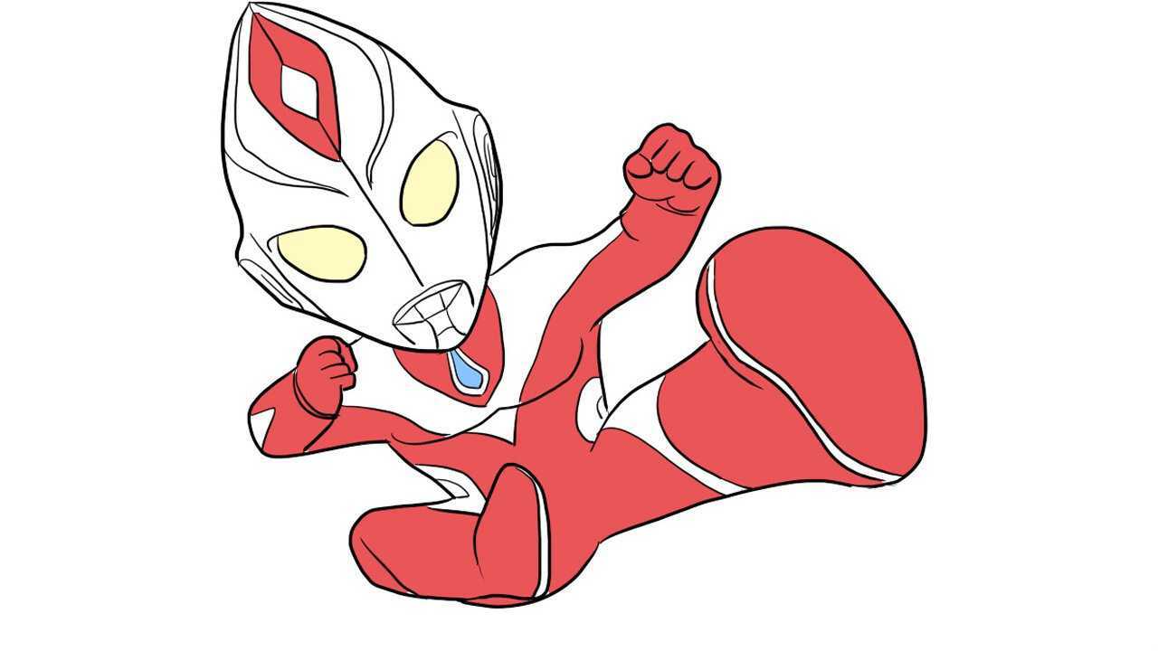 奥特曼飞踢姿势儿童亲子简笔画