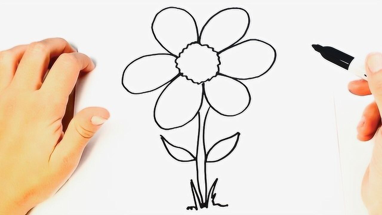 宝宝简笔画:画一朵七色花_腾讯视频