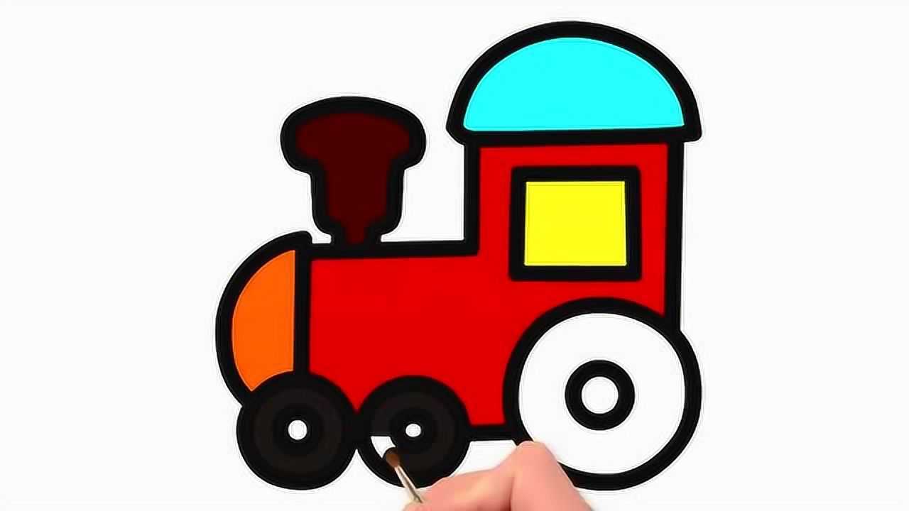 儿童绘画火车头涂鸦着色学习英语亲子色彩早教