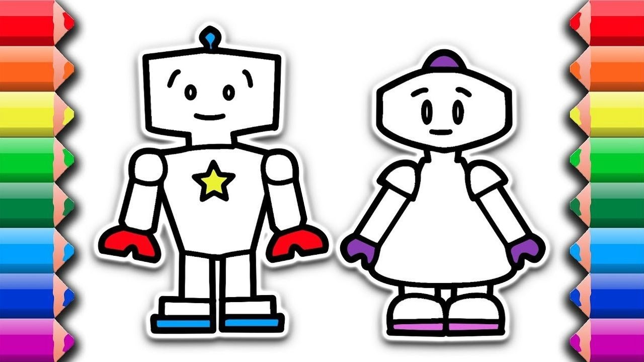 亲子简笔画机器人宝宝涂颜色亲子早教