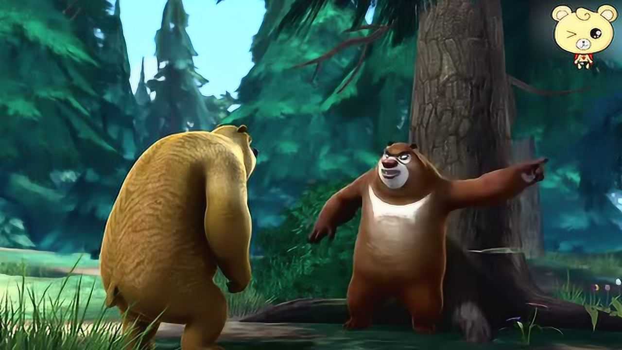 熊出没光头强穿上超级迷彩布后熊熊们都看不见他了