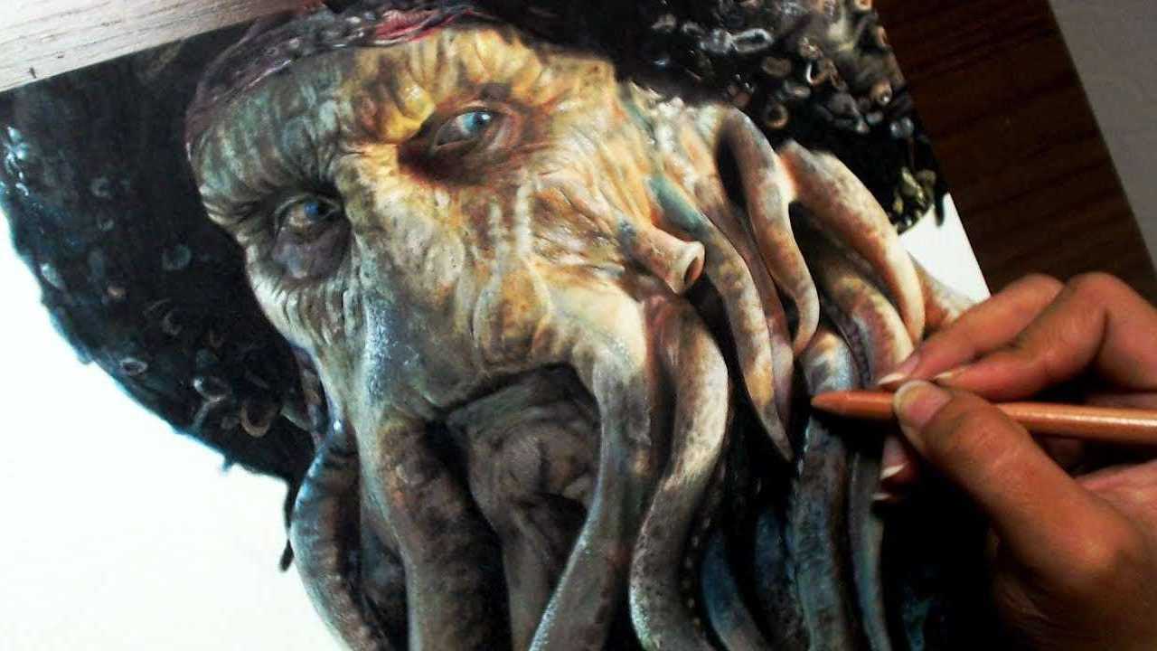 绘制加勒比海盗中的章鱼船长戴维琼斯