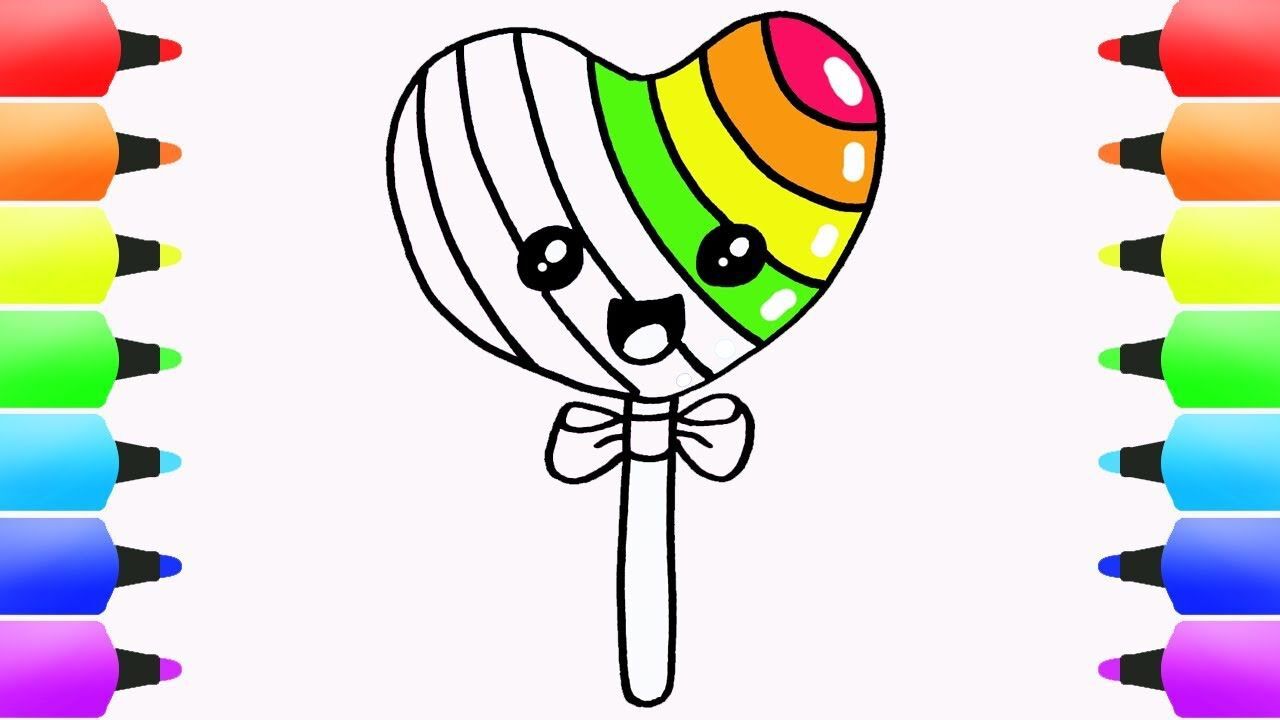 亲子简笔画:彩虹棒棒糖吃吃
