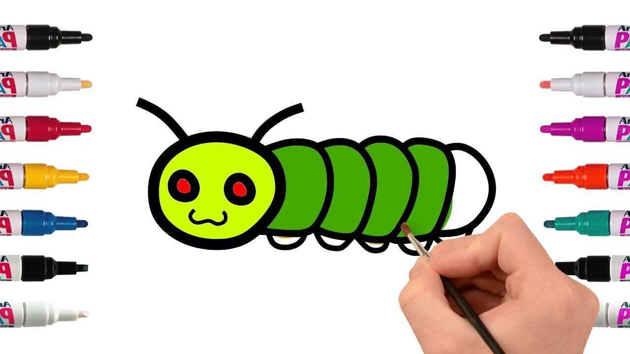 亲子涂色简笔画:绿色毛毛虫