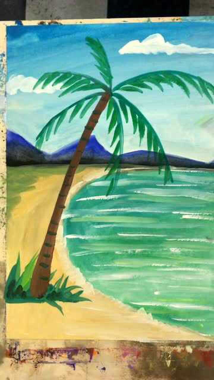 水粉画《海边的椰子树》教程