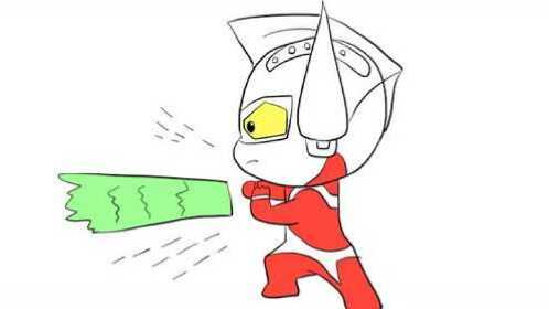 可爱的q版泰罗奥特曼发光波儿童卡通简笔画