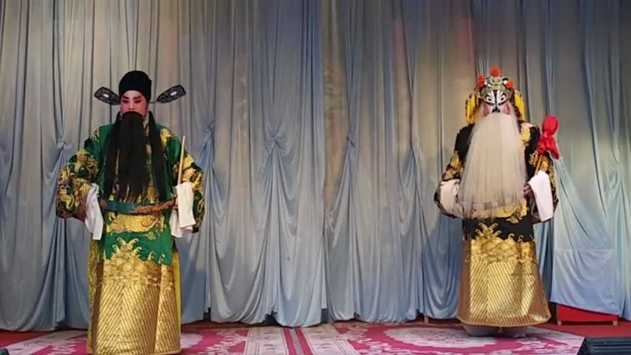 秦腔黑叮本有徐杨商议唱段两位唱得慷慨激昂嗓音纯正好听