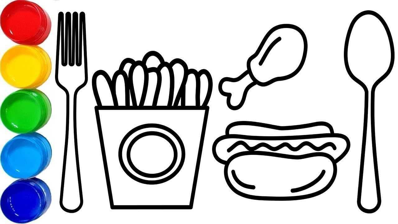 亲子简笔画画大鸡腿薯条