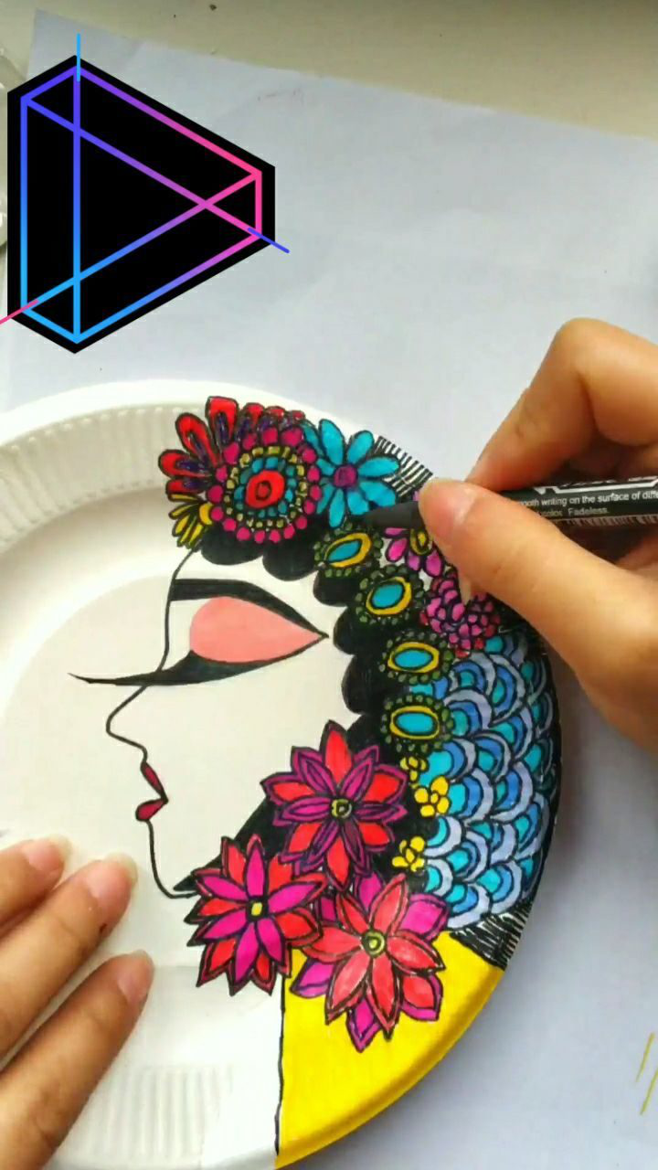 用蛋糕盘子画出的中国风