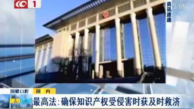 国内最高法:确保知识产权受侵害时获及时救济