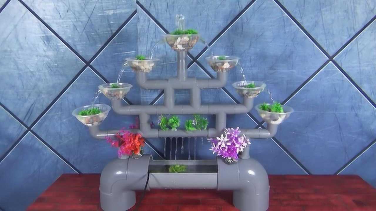 用pvc管制作流水景观还兼具鱼缸的作用太喜欢了