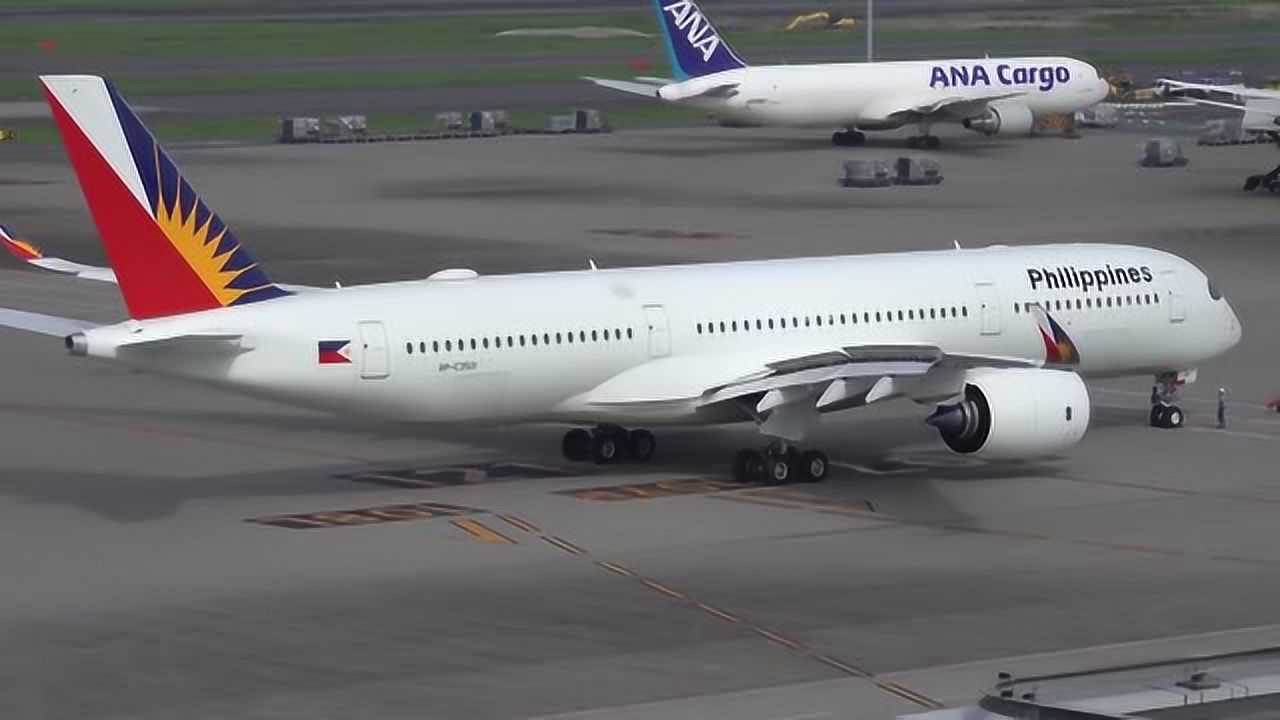 菲律宾航空公司第一架空中客车a350,机场起飞全过程,这场面壮观