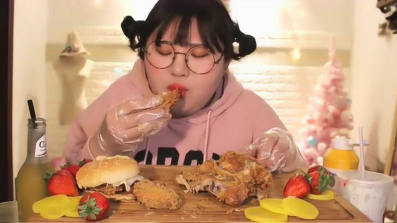 吃播肉姐开直播,吃炸鸡鸡肉卷汉堡,大口开吃,太带劲了_高清1080P在线观看平台_腾讯视频