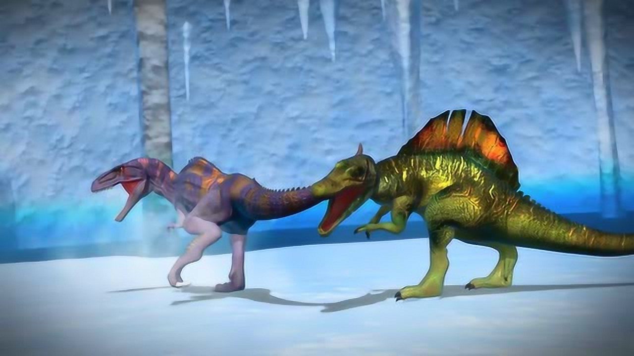恐龙战争:南方巨兽龙vs棘龙,决战寒冰水潭