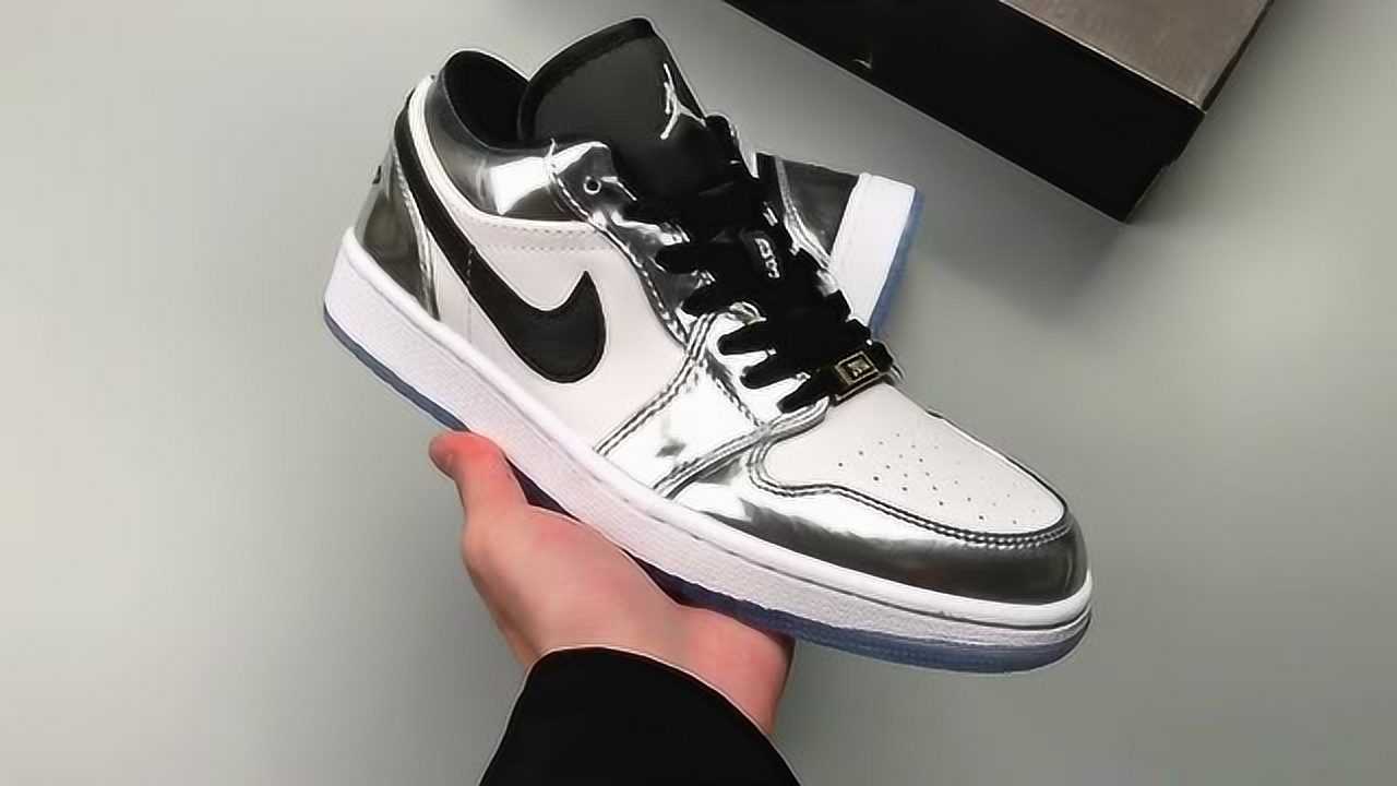 aj开箱:aj1低帮液态银伦纳德开箱实拍