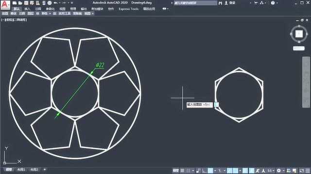 CAD多边形工具和环形阵列工具的使用、来练习这这一张图