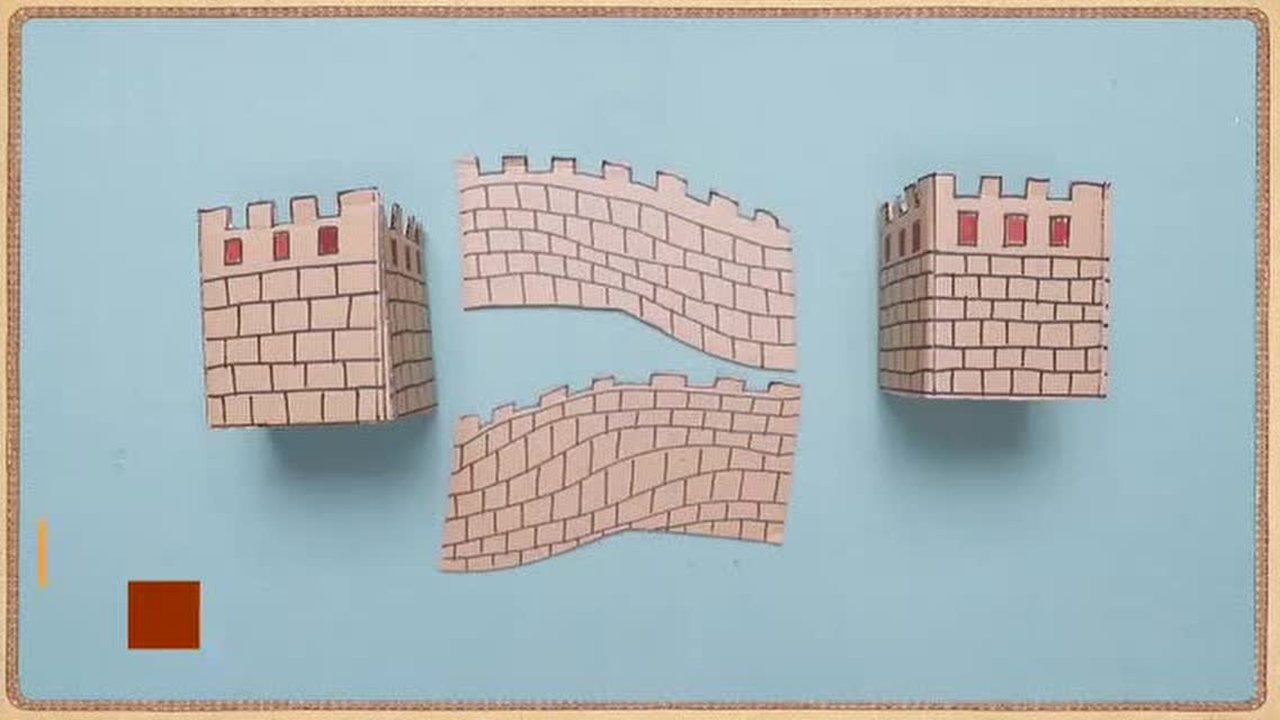 幼儿手工视频用瓦楞纸做雄伟的万里长城