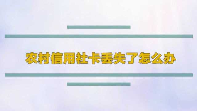 农村信用社卡丢失了怎么办