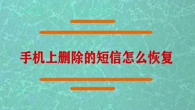 手机上删除的短信怎么恢复?