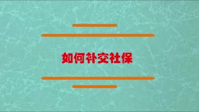 社保断了如何补交社保呢?