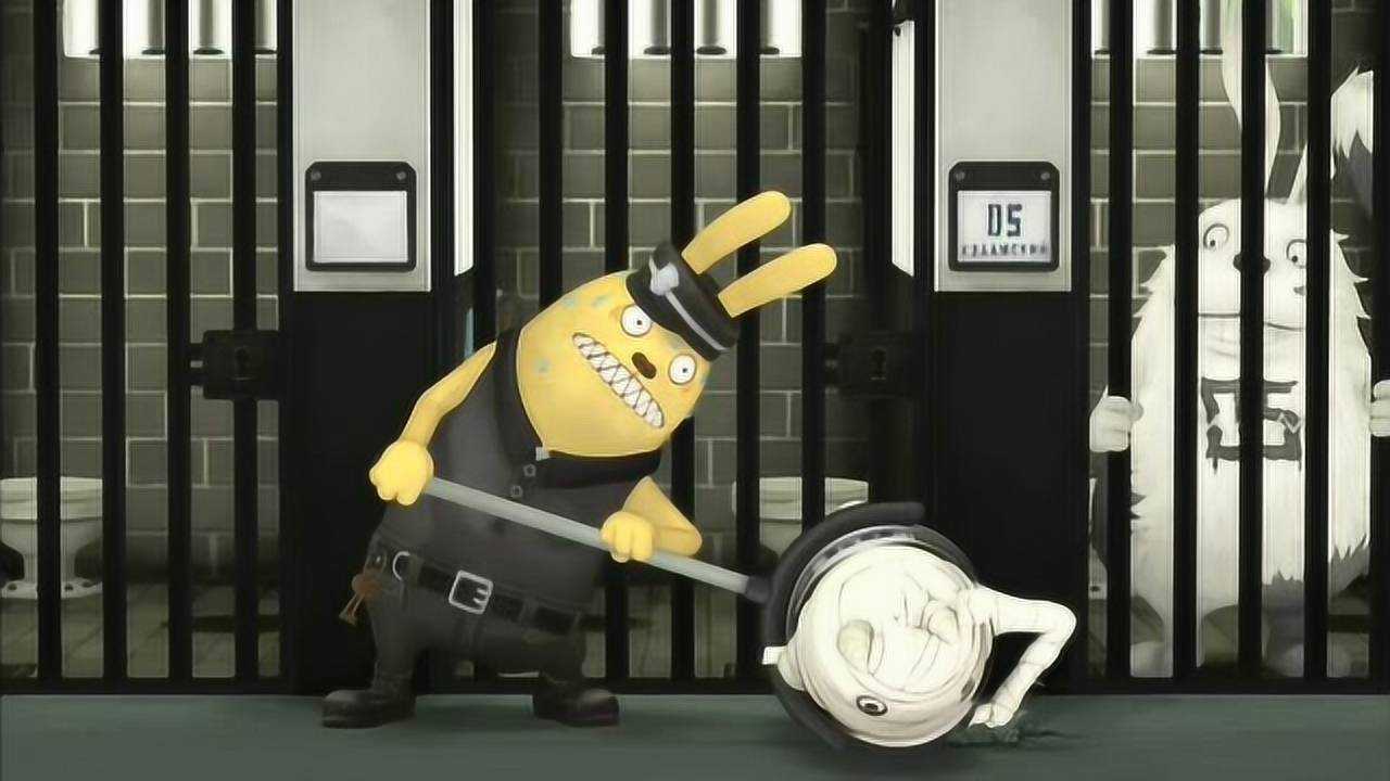 越狱兔:兔子被警察用叉子滚在地上推,兔子要发怒了