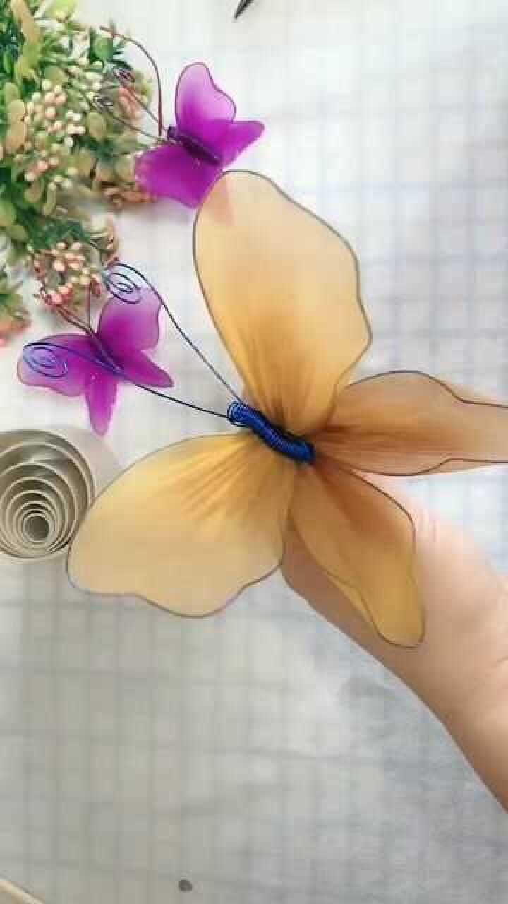 手工丝网花蝴蝶教程简单易学的手工十分的漂亮