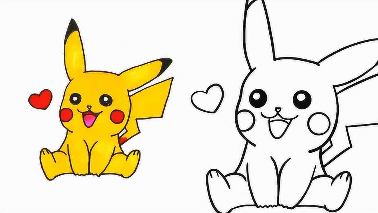 萌萌的皮卡丘简笔画一起来画吧