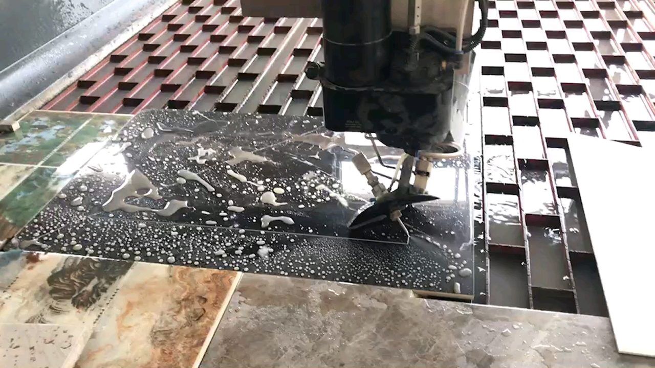 岩板ac五轴水刀切割机-加工测试