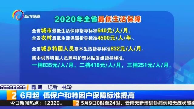 6月起,低保户和特困户保障标准提高