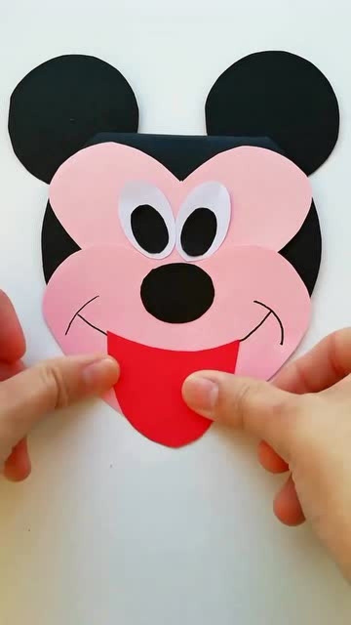 纯手工制作的米老鼠贺卡,心意满满,生日礼物最好的选择