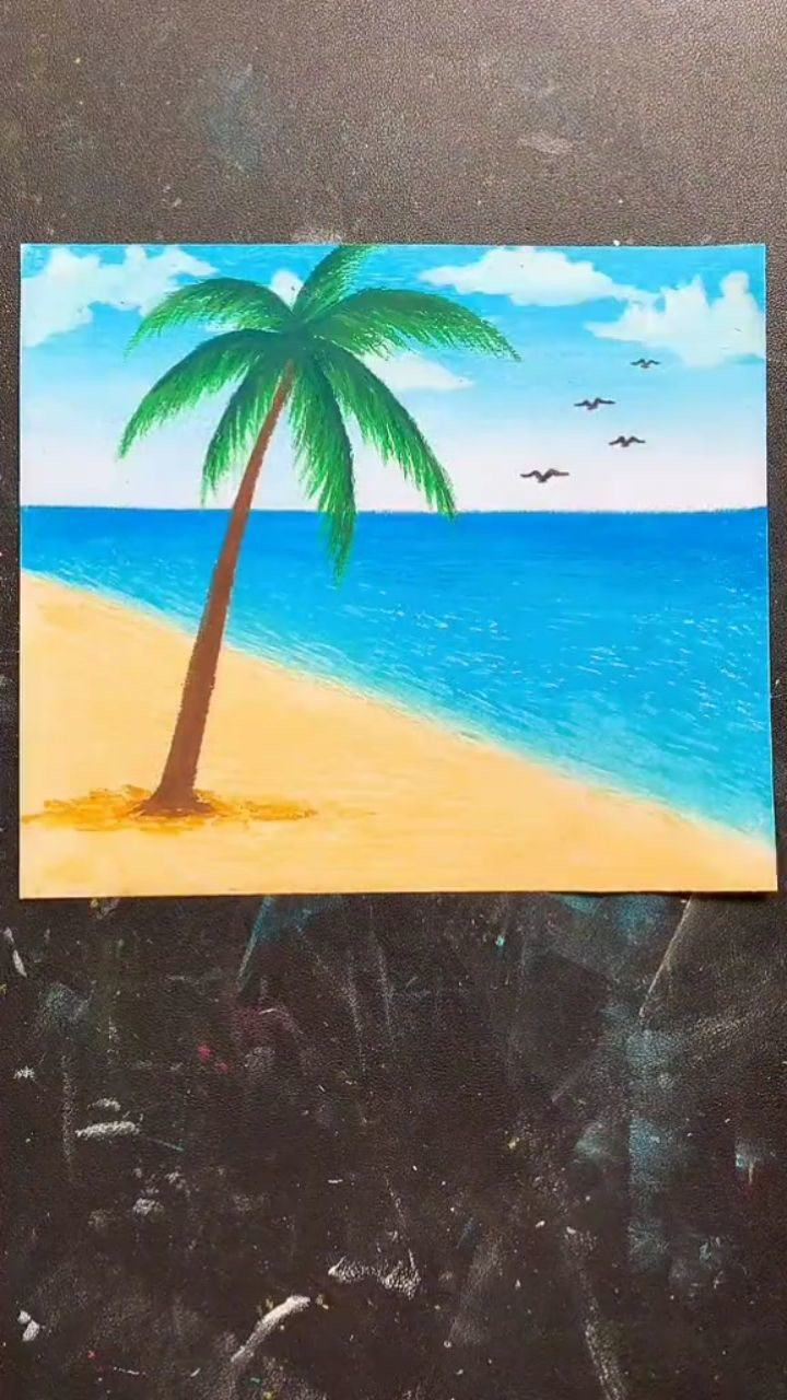 教你们如何在纸上画出夏威夷海滩