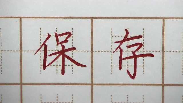 存字有没有写对呢?保存约三字书写,小学三年级练字硬笔楷书写字