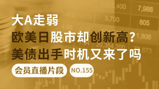 大A走弱,欧美日股市却创新高?美债出手时机又来了吗【会员直播片段】