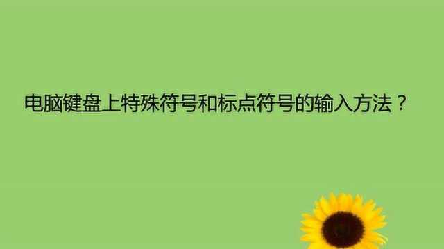 电脑键盘上特殊符号和标点符号的输入方法?