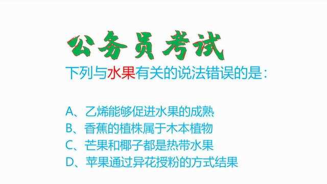 事业单位5省统考:下列与水果有关说法错误的是哪项?你知道吗